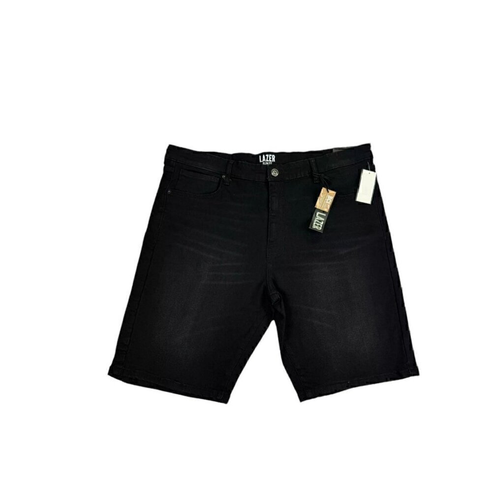 Lazer Mens  Slim Fit Comfort Flex Stretch 9.5" Denim Shorts Black Size 38